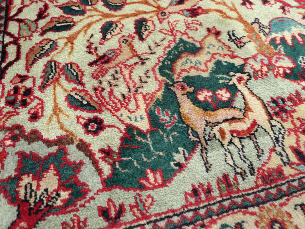 Vintage Persian Tabriz Pictorial Rug (Pair: 2 of 2), No.11915 - Staging