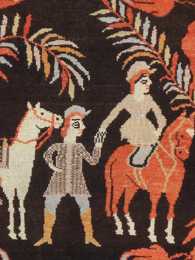 Antique Persian Senneh Malayer Pictorial Rug, No.11916 - Staging