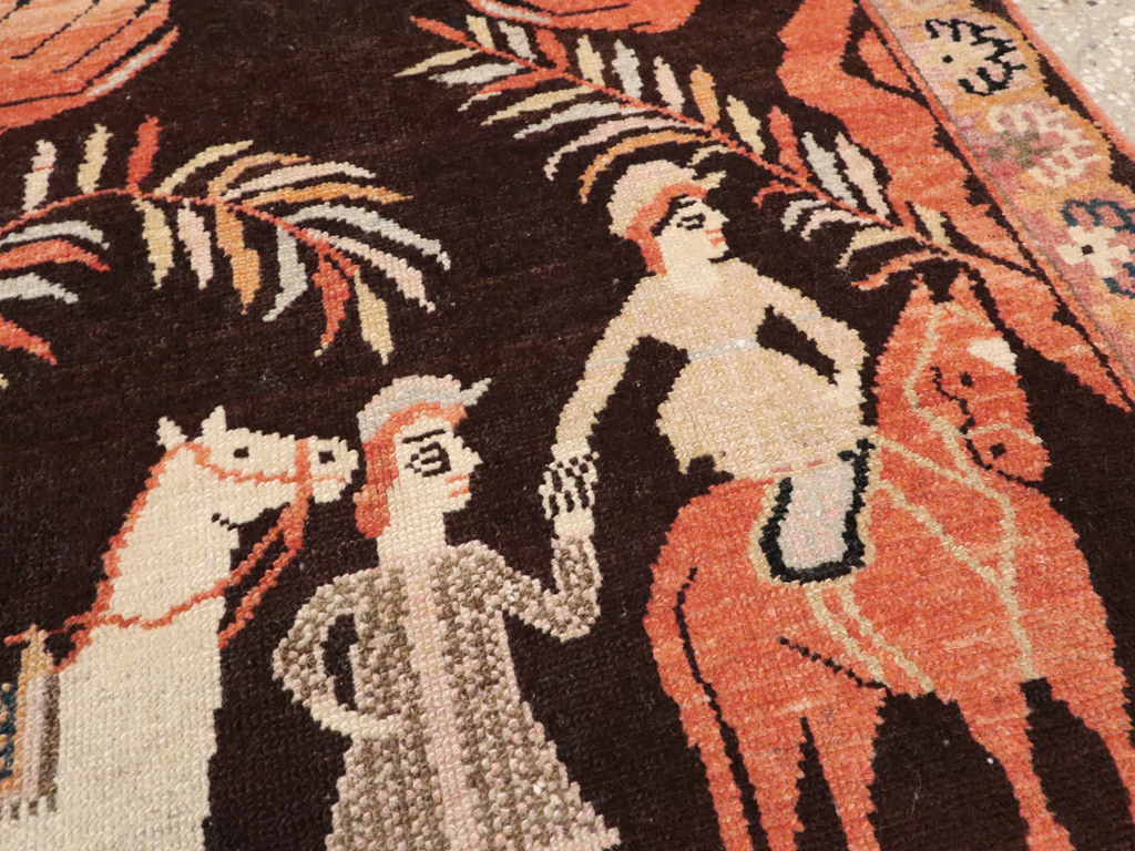 Antique Persian Senneh Malayer Pictorial Rug, No.11916 - Staging