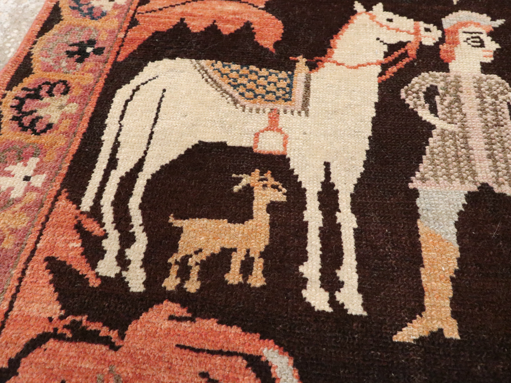 Antique Persian Senneh Malayer Pictorial Rug, No.11916 - Staging