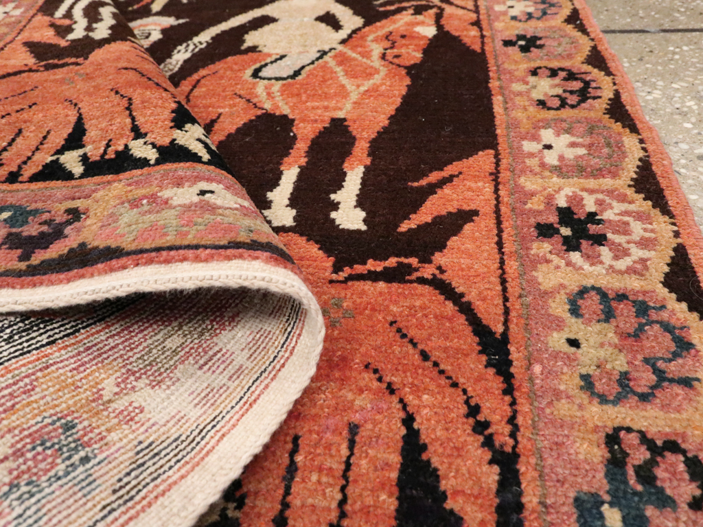 Antique Persian Senneh Malayer Pictorial Rug, No.11916 - Staging