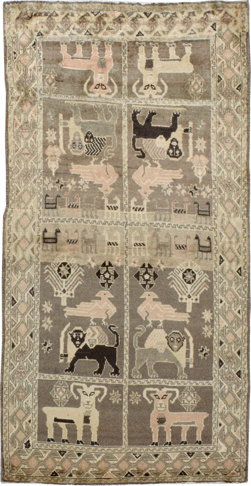 Vintage Gabbeh Pictorial Rug, No.11947 - Staging