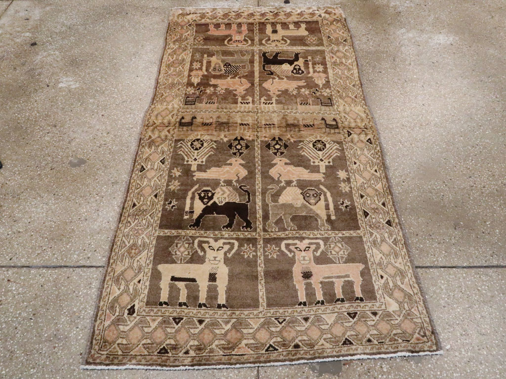 Vintage Gabbeh Pictorial Rug, No.11947 - Staging