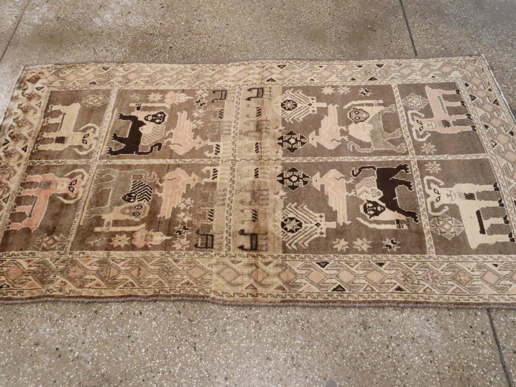 Vintage Gabbeh Pictorial Rug, No.11947 - Staging