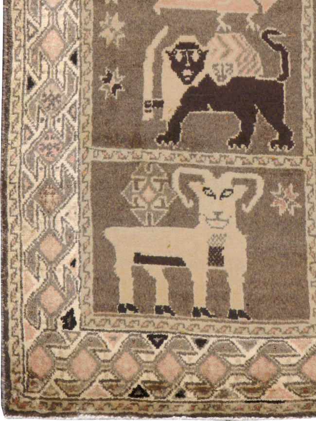 Vintage Gabbeh Pictorial Rug, No.11947 - Staging