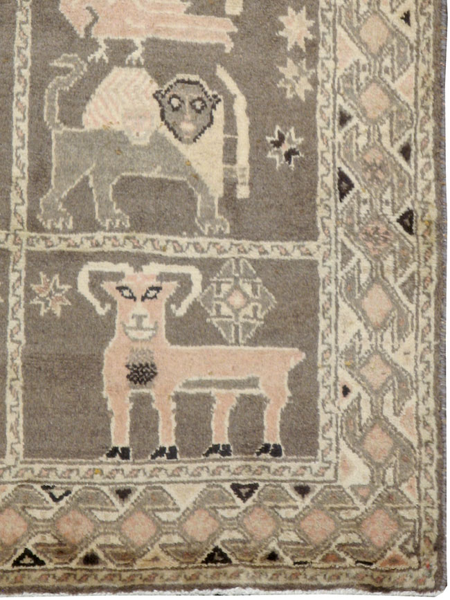 Vintage Gabbeh Pictorial Rug, No.11947 - Staging