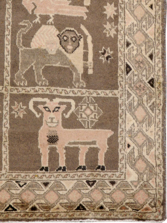 Vintage Gabbeh Pictorial Rug, No.11947 - Staging