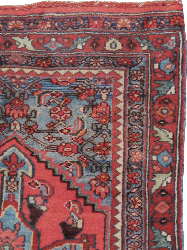 Antique Persian Bidjar Throw Rug, No.11980 - Staging