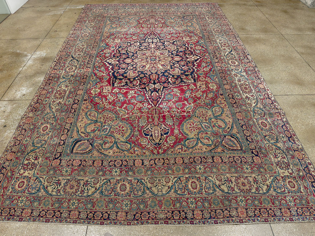 Antique Persian Lavar Kerman Carpet, No.12017 - Staging