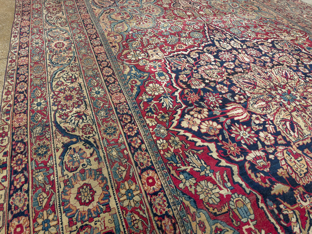 Antique Persian Lavar Kerman Carpet, No.12017 - Staging