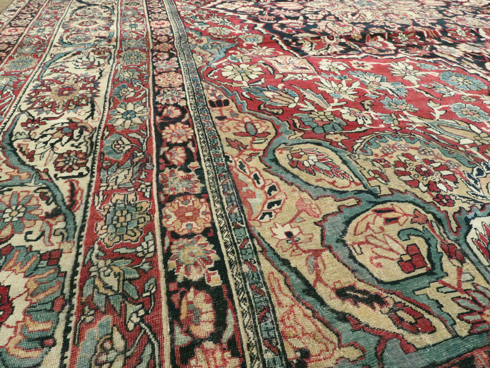 Antique Persian Lavar Kerman Carpet, No.12017 - Staging