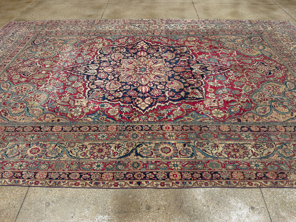 Antique Persian Lavar Kerman Carpet, No.12017 - Staging