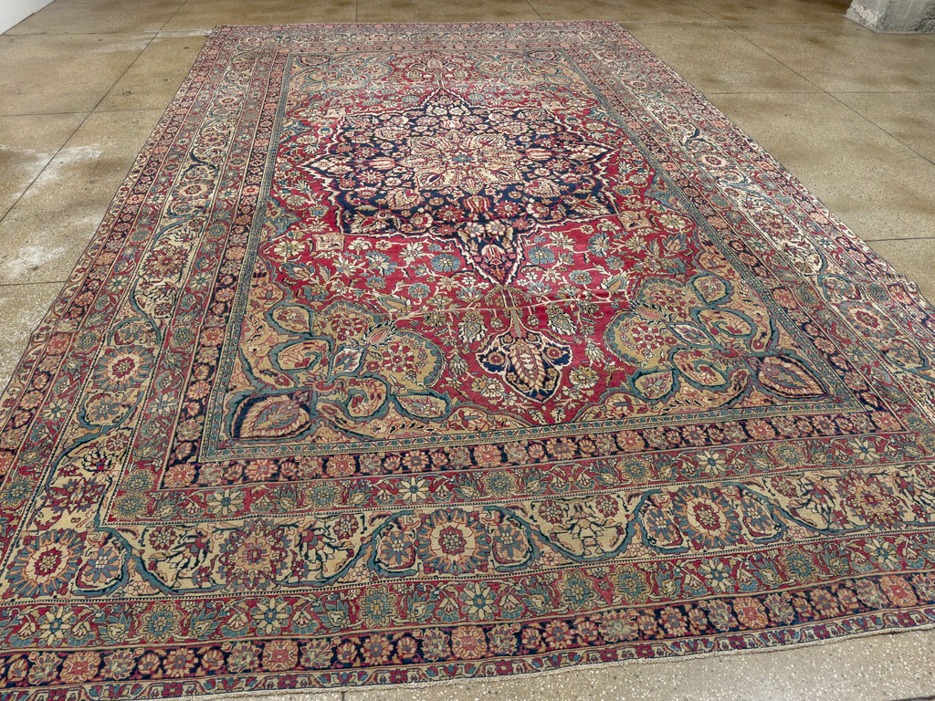 Antique Persian Lavar Kerman Carpet, No.12017 - Staging