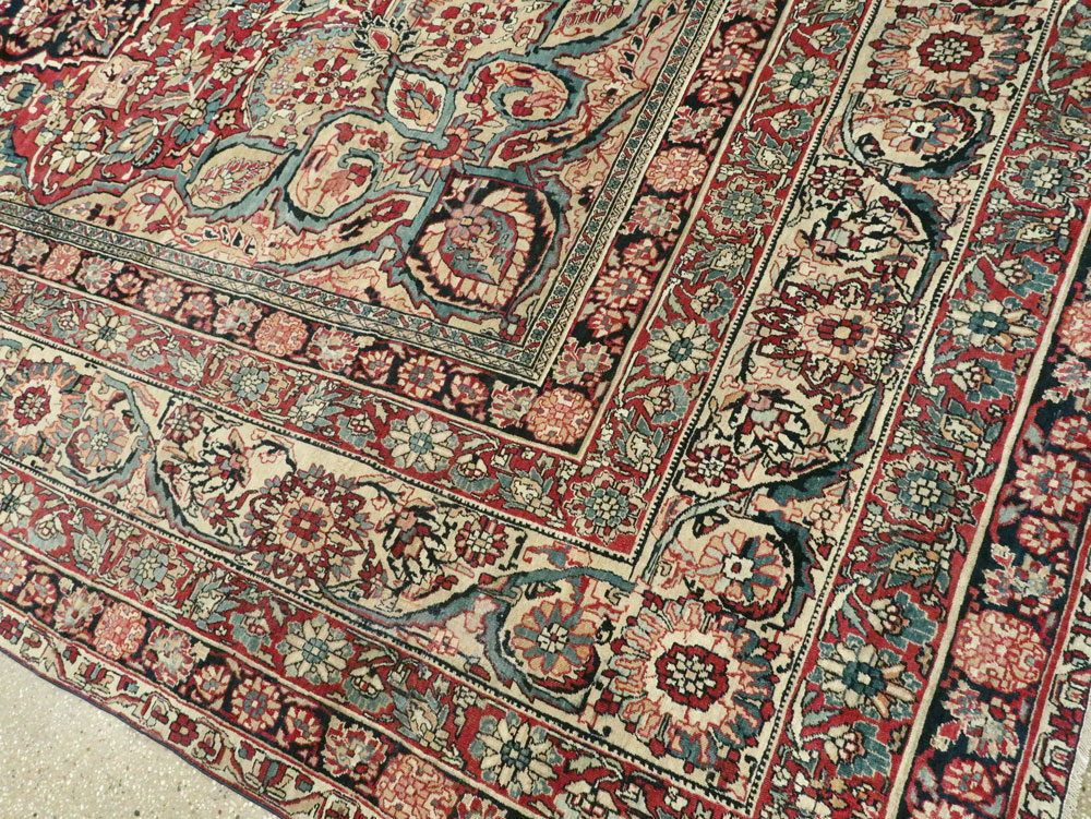 Antique Persian Lavar Kerman Carpet, No.12017 - Staging