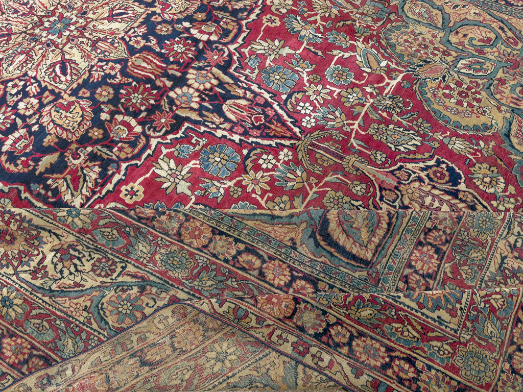 Antique Persian Lavar Kerman Carpet, No.12017 - Staging