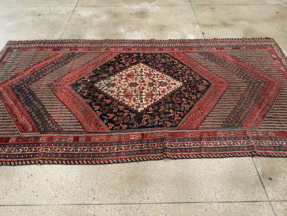 Antique Shiraz Gallery Carpet, No.12036 - Staging