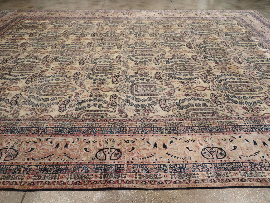 Antique Persian Lavar Kerman Oversize Carpet, No.12063 - Staging