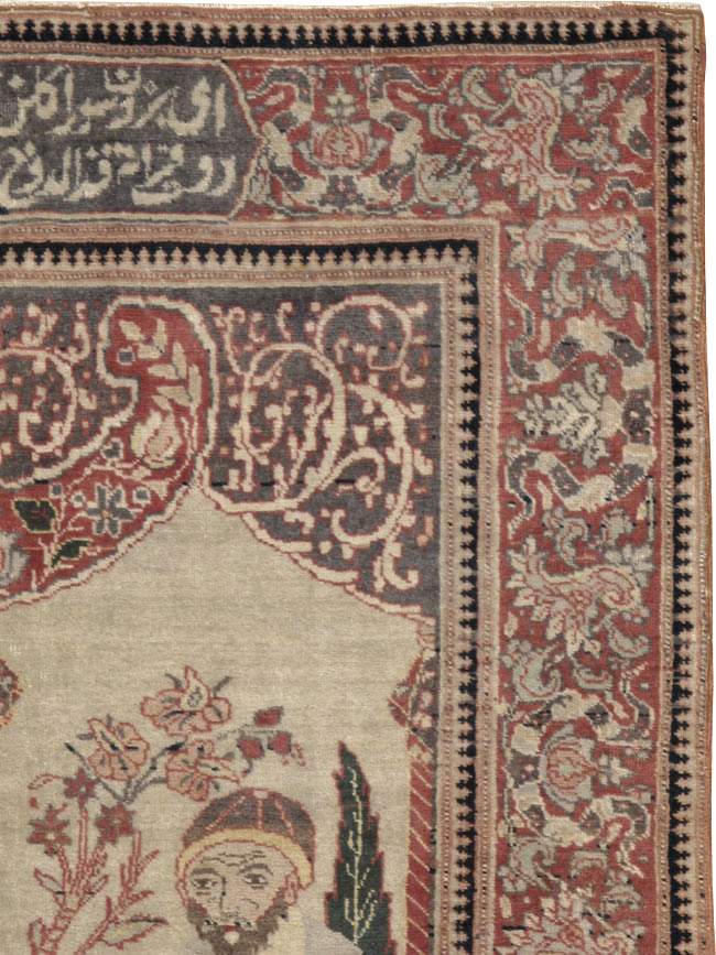 Antique Tabriz Pictorial Rug, No.12187 - Staging