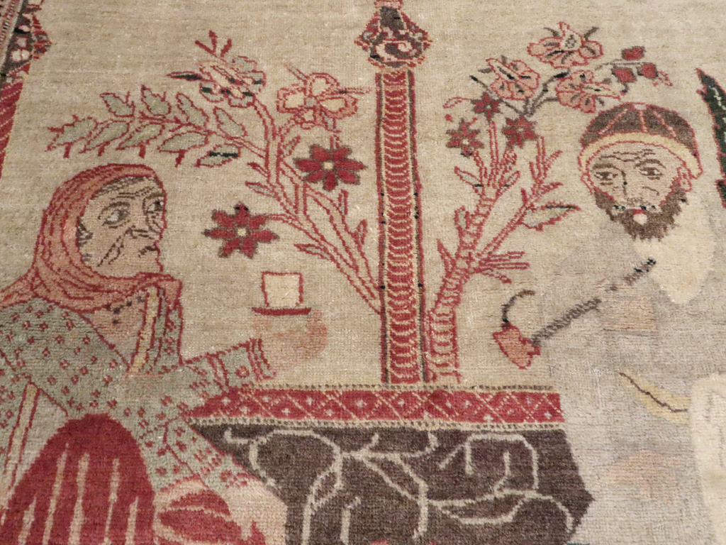 Antique Tabriz Pictorial Rug, No.12187 - Staging