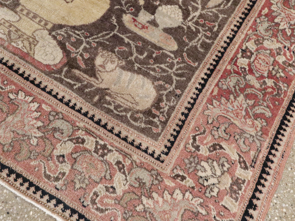 Antique Tabriz Pictorial Rug, No.12187 - Staging