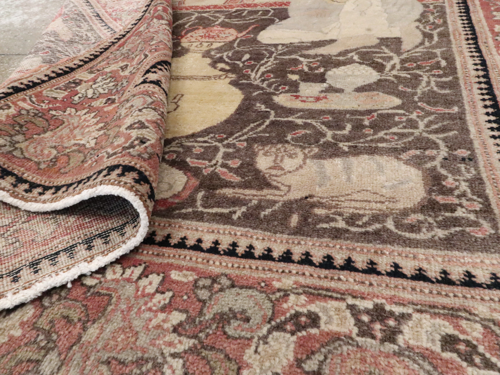 Antique Tabriz Pictorial Rug, No.12187 - Staging
