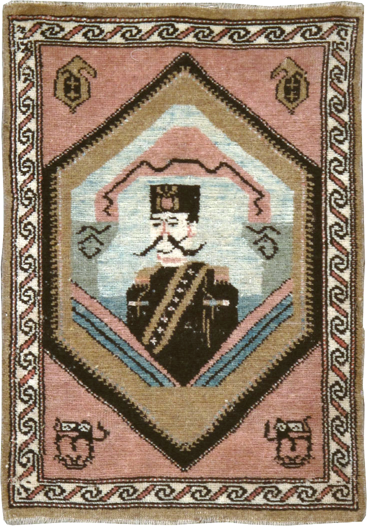 Antique Hamadan Pictorial Rug (Pair: 1 of 2), No.12188 - Staging