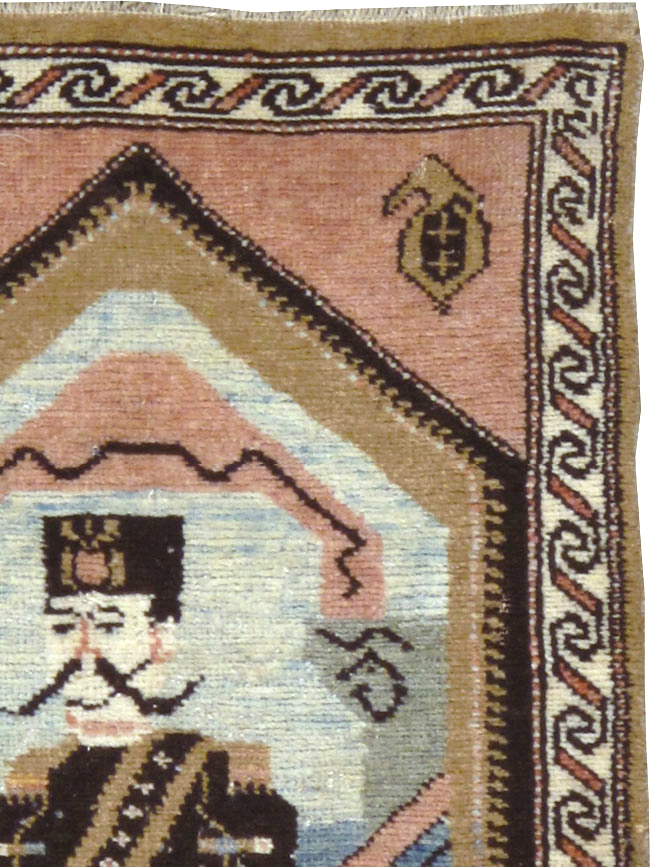 Antique Hamadan Pictorial Rug (Pair: 1 of 2), No.12188 - Staging