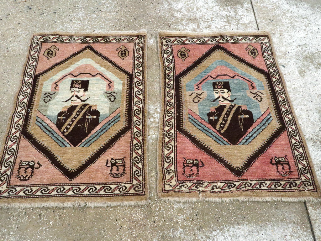 Antique Hamadan Pictorial Rug (Pair: 1 of 2), No.12188 - Staging