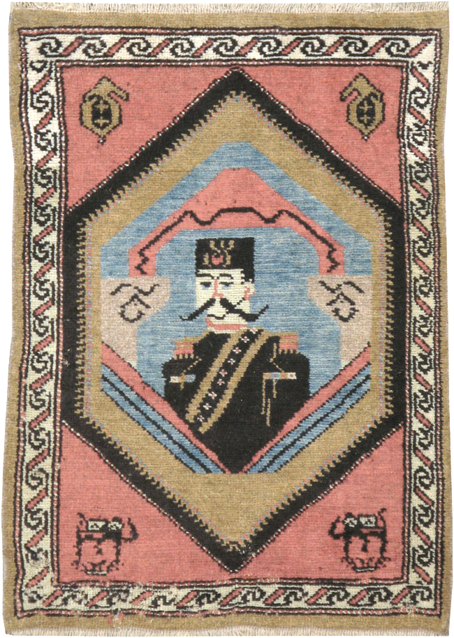 Antique Hamadan Pictorial Rug (Pair: 2 of 2), No.12189 - Staging