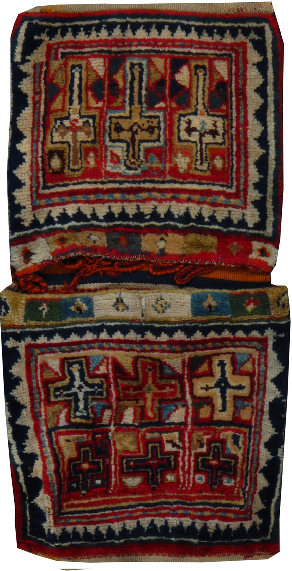 Antique Persian Saddlebags Rug, No.12198 - Staging