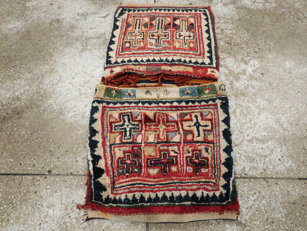 Antique Persian Saddlebags Rug, No.12198 - Staging