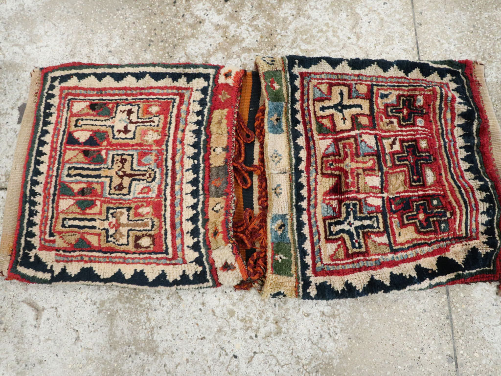 Antique Persian Saddlebags Rug, No.12198 - Staging