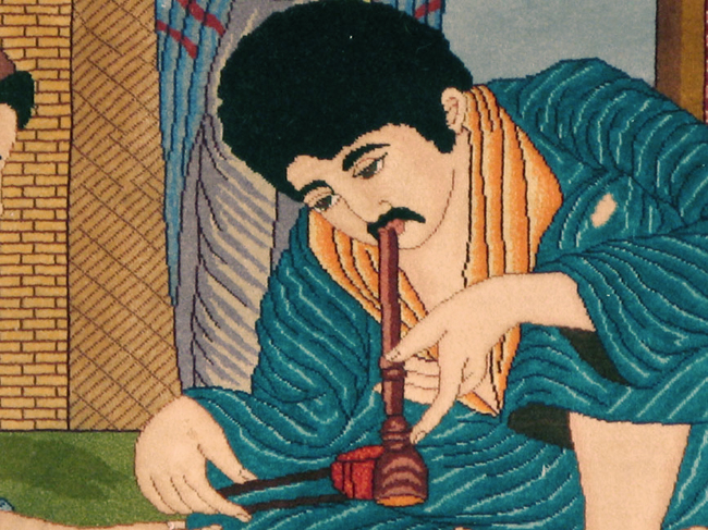 Vintage Persian Tabriz Pictorial Rug, No.12199 - Staging