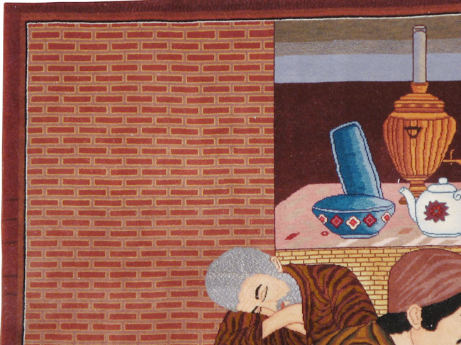 Vintage Persian Tabriz Pictorial Rug, No.12199 - Staging