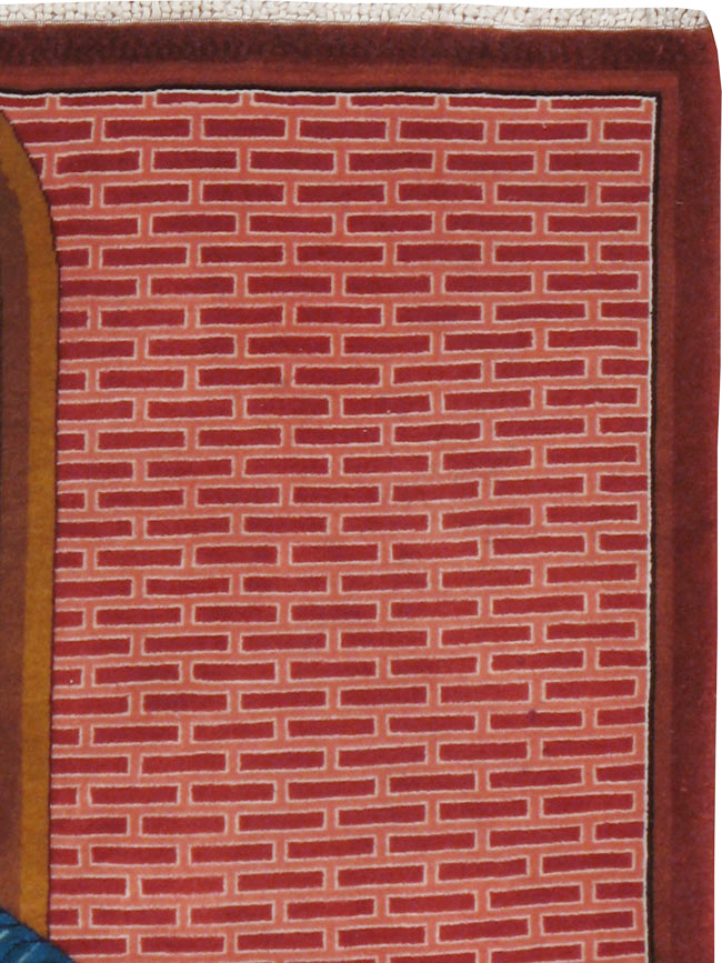 Vintage Persian Tabriz Pictorial Rug, No.12199 - Staging