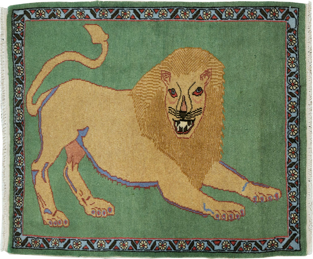 Vintage Persian Tabriz Pictoral Rug (Pair: 1 of 2), No.12200 - Staging