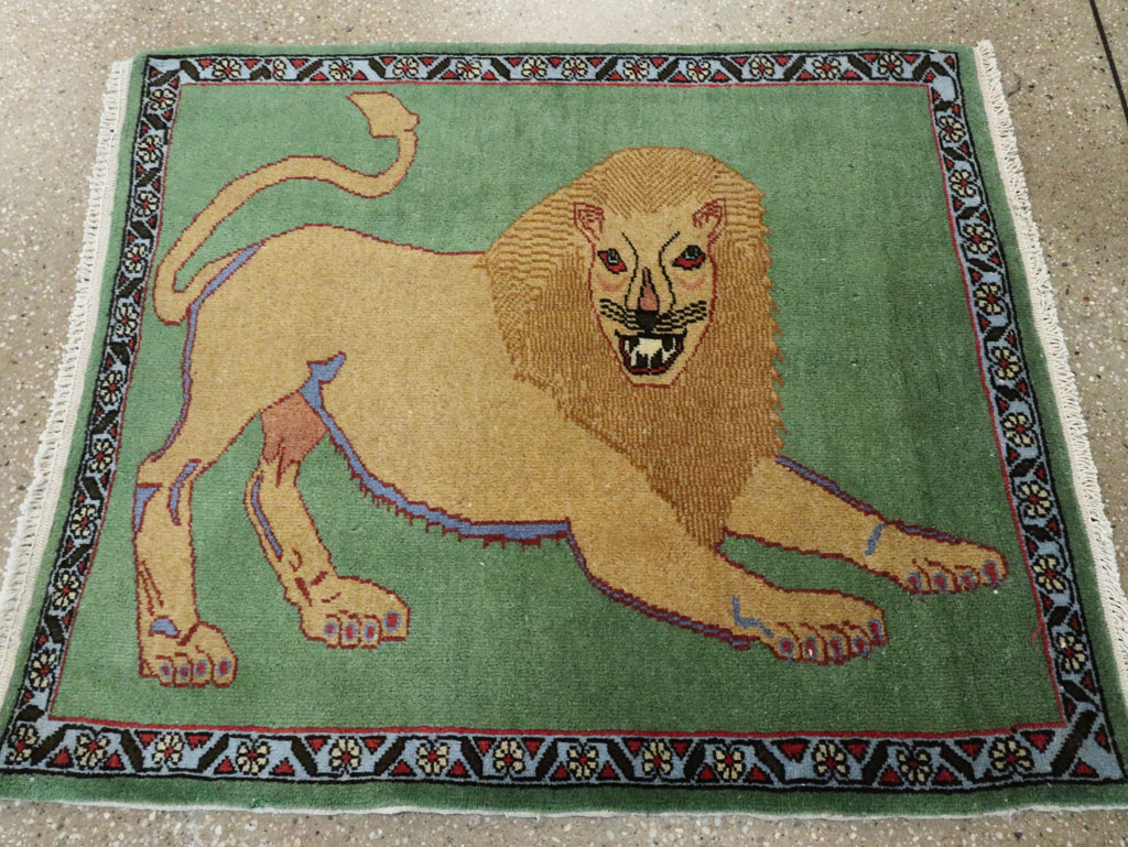 Vintage Persian Tabriz Pictoral Rug (Pair: 1 of 2), No.12200 - Staging