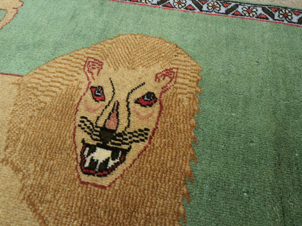 Vintage Persian Tabriz Pictoral Rug (Pair: 1 of 2), No.12200 - Staging