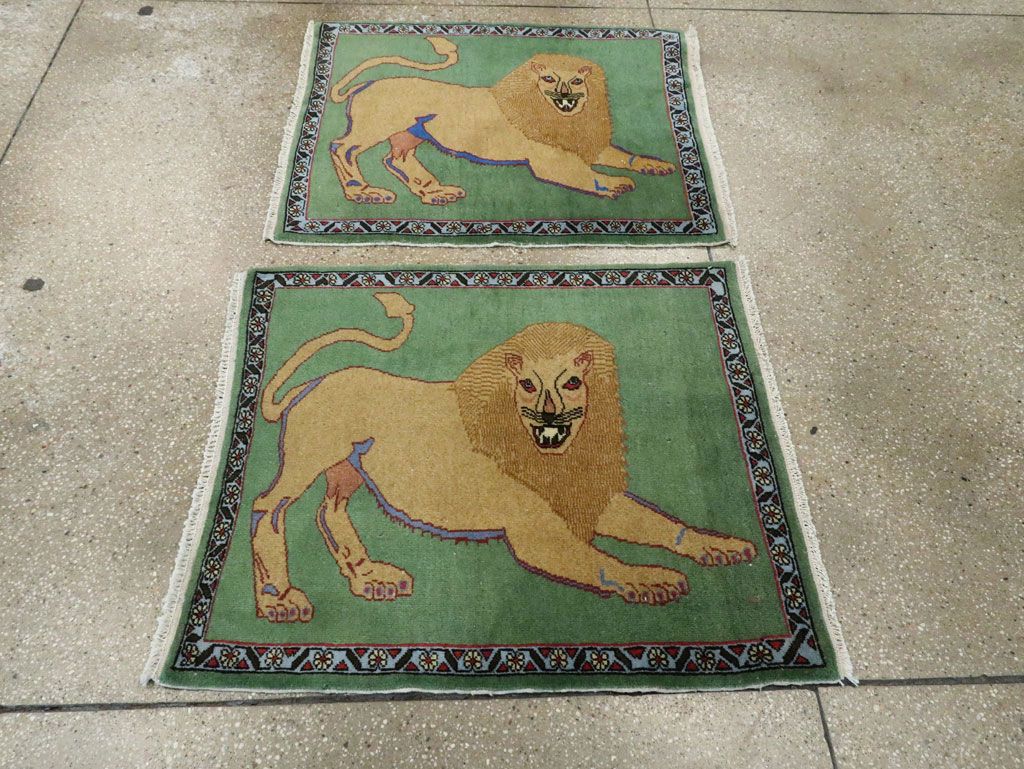 Vintage Persian Tabriz Pictoral Rug (Pair: 1 of 2), No.12200 - Staging