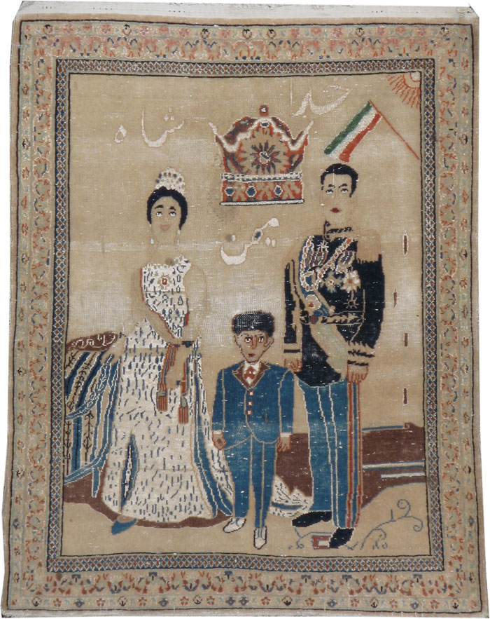 Vintage Persian Pictorial Kashan Rug, No.12202 - Staging