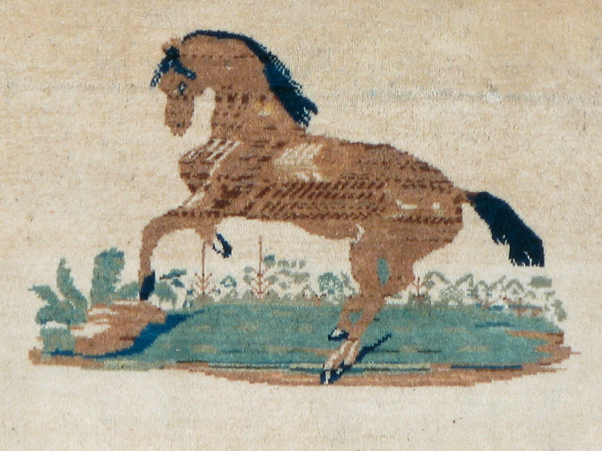 Vintage Persian Tabriz Pictorial Rug, No.12203 - Staging