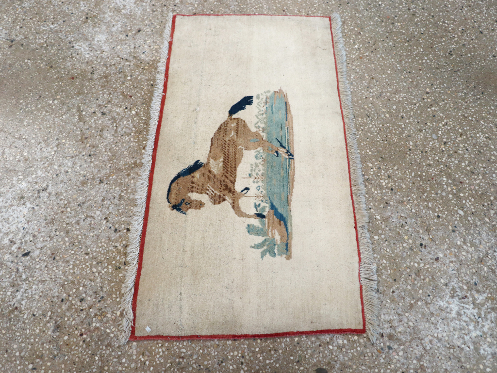 Vintage Persian Tabriz Pictorial Rug, No.12203 - Staging