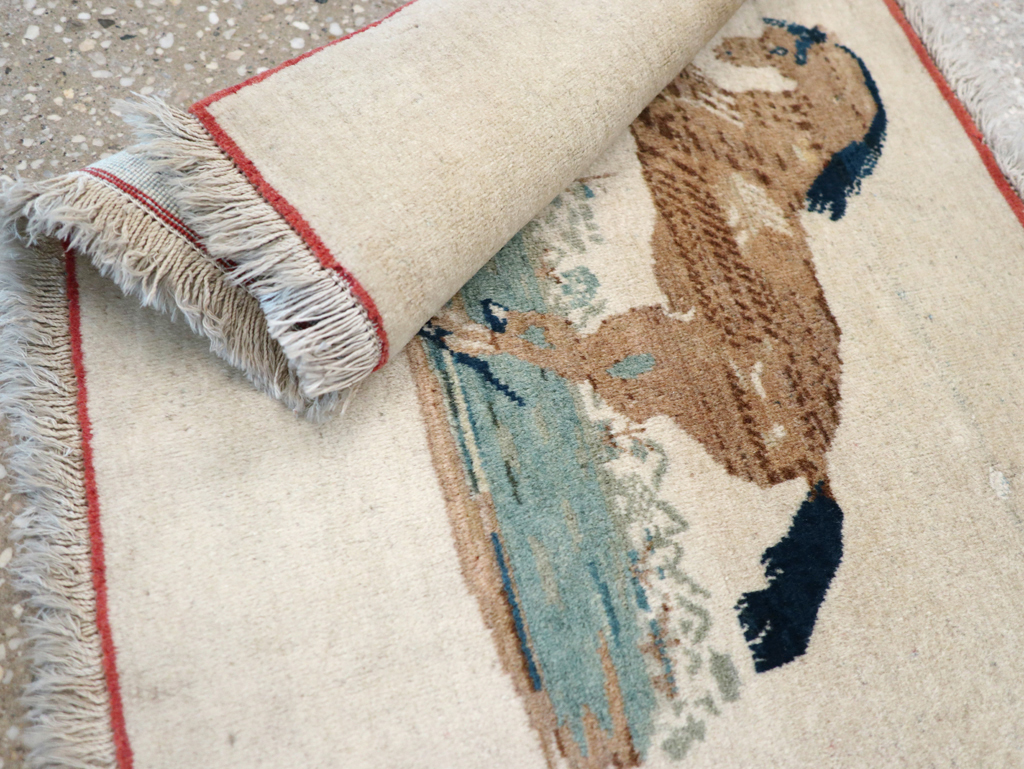 Vintage Persian Tabriz Pictorial Rug, No.12203 - Staging