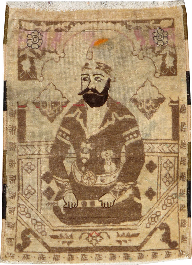 Antique Persian Tabriz Pictorial Rug, No.12204 - Staging