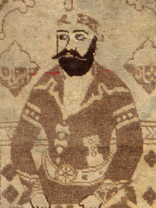 Antique Persian Tabriz Pictorial Rug, No.12204 - Staging