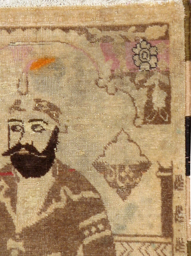 Antique Persian Tabriz Pictorial Rug, No.12204 - Staging