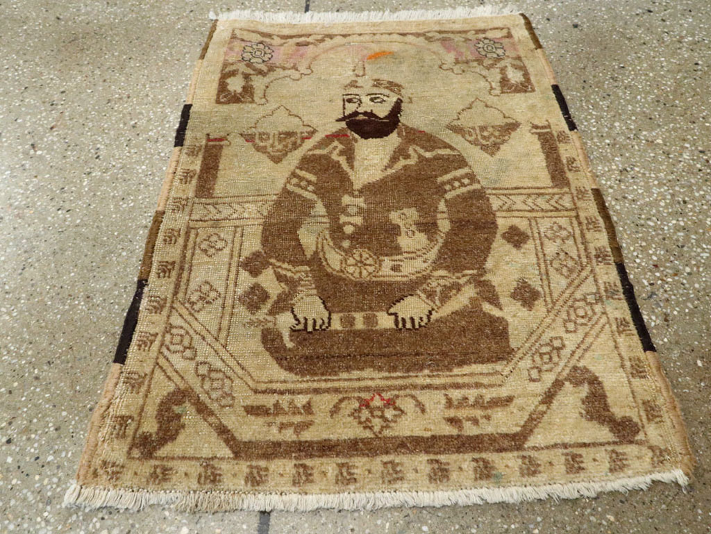 Antique Persian Tabriz Pictorial Rug, No.12204 - Staging