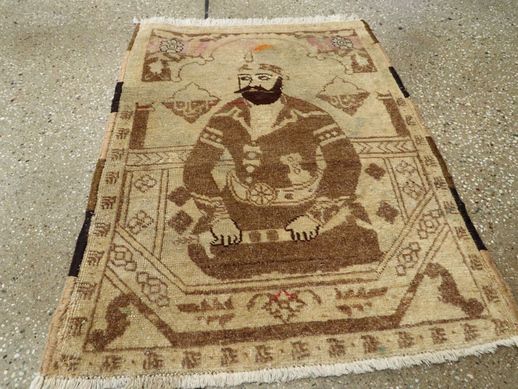 Antique Persian Tabriz Pictorial Rug, No.12204 - Staging