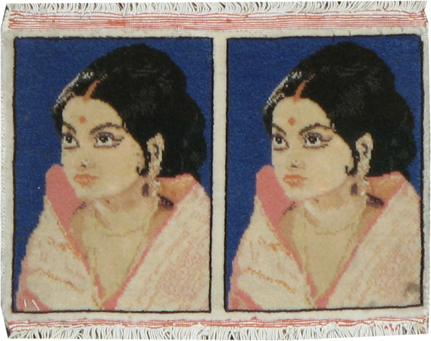 Vintage Persian Tabriz Pictorial Rug, No.12205 - Staging