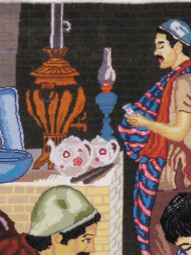 Vintage Persian Tabriz Pictorial Rug, No.12207 - Staging